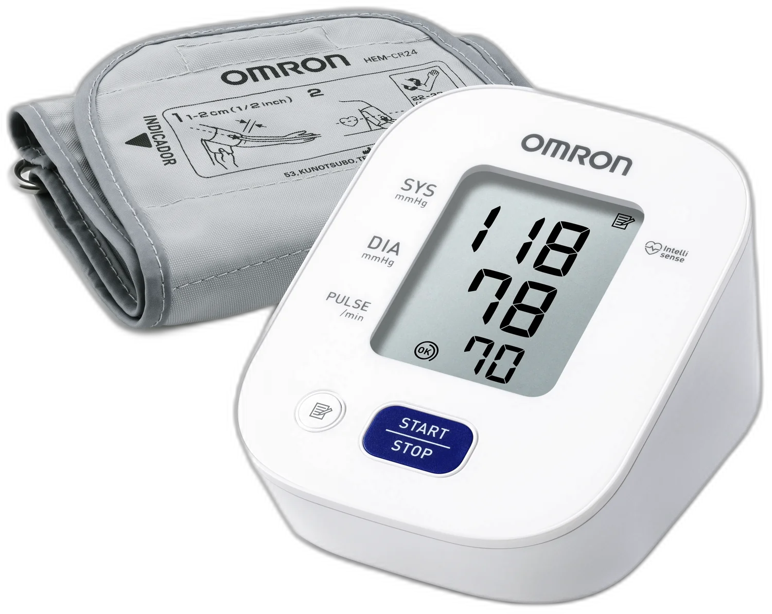 Monitor de pressão arterial de braço OMRON HEM-7142 com braçadeira cinza